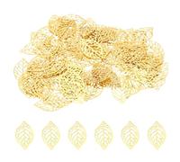 PATIKIL 23mm Leaf Pendants, 100 Pack Metal Tree Leaf Beads Bulk Leaves Charm Mesh for Jewelry Making Bracelet Necklace Earring Keychain Style 1, Golden