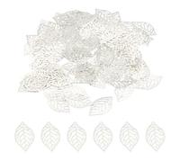 PATIKIL 23mm Leaf Pendants, 100 Pack Metal Tree Leaf Beads Bulk Leaves Charm Mesh for Jewelry Making Bracelet Necklace Earring Keychain Style 1, Silver