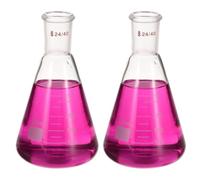 PATIKIL 24/40 Erlenmeyer Flask, 2 Pcs 250ml/8.5.oz Borosilicate Glass Conical Flasks Heavy Wall Graduated Flasks with 24/40 Standard Taper Outer Joint for Lab Experiment Chemistry