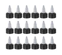 PATIKIL 24/410 Twist Bottle Caps, 18 Pcs Plastic Ribbed Edge Squeeze Bottle Replacement Caps with Foam Gasket for Paint Lids Glue Dispensing, Clear Black