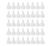 PATIKIL 24/410 Twist Bottle Caps, 40 Pcs Plastic Ribbed Edge Squeeze Bottle Replacement Caps with Foam Gasket for Paint Lids Glue Dispensing, White