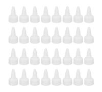 PATIKIL 24/410 Twist Bottle Caps, 50Pcs Plastic Ribbed Edge Squeeze Bottle Replacement Caps with Foam Gasket for Paint Lids Glue Dispensing, White