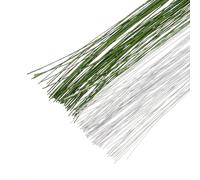 PATIKIL 24 Gauge 14.2" Floral Wire Stems, 160 Pcs Paper Wrapped Iron Wire for Artificial Flower Making DIY Crafts Christmas Wreaths Floral Arrangements, Light Green/White