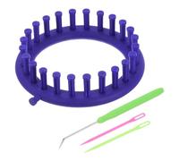 PATIKIL 24 Hooks Round Knitting Loom Machines Kit, 14cm OD Darning Weave Tool with Accessories for Scarf Sweater Shawl Blankets Mending Weaving Stitching, Blue