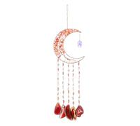 PATIKIL 24" Large Agate Gemstone Sun Dream Catcher, 7 Chakra Tree of Life Moon Crystal Stones Handmade Dreamcatcher for Adults Bohemian Bedroom Wall Hanging, Garden Decor, Red