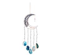 PATIKIL 24" Large Agate Gemstone Sun Dream Catcher, 7 Chakra Tree of Life Moon Crystal Stones Handmade Dreamcatcher for Adults Bohemian Bedroom Wall Hanging, Garden Decor, Sky Blue
