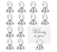 PATIKIL 24 Pack 1.57 Inch Table Number Holders, Weighted Base Place Card Holders Picture Stand Photo Sign Clips for Wedding Reception Restaurants, Silver