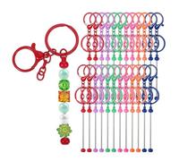 PATIKIL 24 Pcs Beadable Keychains Bars, Metal Beaded Keychain Blanks Bulk Making Supplies Kit with Lobster Hook for Pendant DIY Art Crafts, Colorful