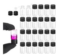PATIKIL 24 Pcs Clear Glass Graduated Vials with Stoppers Screw Caps, 3mL Liquid Sample Storage Empty Vial Leak-Proof for Laboratory Essential Oil Reagents Perfume, Black
