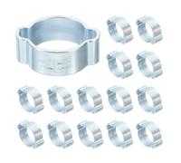 PATIKIL 24 Pcs Double Ear Hose Clamp, 13-15mm Zinc Plated Steel O Clip Crimp Rings, Pipe Clamps for Fuel Petrol Pipe Tube Fitting Connections