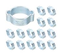 PATIKIL 24 Pcs Double Ear Hose Clamp, 14-17mm Zinc Plated Steel O Clip Crimp Rings, Pipe Clamps for Fuel Petrol Pipe Tube Fitting Connections