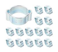 PATIKIL 24 Pcs Double Ear Hose Clamp, 15-18mm Zinc Plated Steel O Clip Crimp Rings, Pipe Clamps for Fuel Petrol Pipe Tube Fitting Connections