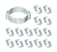 PATIKIL 24 Pcs Double Ear Hose Clamp, 17-20mm Zinc Plated Steel O Clip Crimp Rings, Pipe Clamps for Fuel Petrol Pipe Tube Fitting Connections