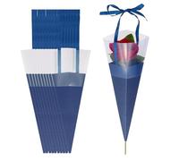 PATIKIL 24 Pcs Flower Wrapping Bag, Floral Packing Sleeves with Ribbons Cute for Bouquets Wedding Birthday Graduation Anniversary Arrangement Gift, Dark Blue