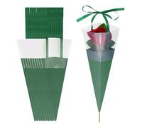 PATIKIL 24 Pcs Flower Wrapping Bag, Floral Packing Sleeves with Ribbons Cute for Bouquets Wedding Birthday Graduation Anniversary Arrangement Gift, Dark Green