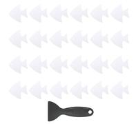 PATIKIL 24 Pcs Non Slip Bathtub Stickers, Anti Slip Shower Stickers with Scraper Bathroom Shower Floor Decals Fish Shape Cute Treads Tubs, White