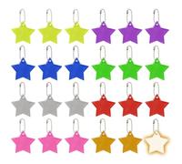 PATIKIL 24 Pcs Reflective Keychain, 2.2in Reflective High Visibility Safety Keychain Tags Pentagram Pendants Bright Zipper Pulls Waterproof for Backpack Running Cycling, 8 Color