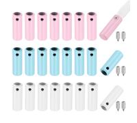 PATIKIL 24 Pcs Shoelace Tips, 20mm Metal Aglets Shoes Lace Cords End Tip Cap Replacement with Screw for Canvas Sneakers DIY Clothes Strings, Pink/Light Blue/White