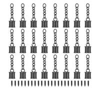 PATIKIL 24 Pcs Tassel Cord End Cap, Alloy Leather End Caps with Screw and Chain, Tassel Tips for Bag Keychain DIY Crafts Jewelry Making, Black