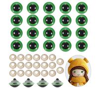 PATIKIL 24mm Safety Eyes, 20Pcs Realistic Doll Crocheting Safety Eyes with Washers for Decor Crochet Accessories Dolls Craft Halloween, Green