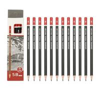 PATIKIL 24Pcs 5B Drawing Pencils for Sketching, Hexagonal Pre-sharpened Sketch Pencils for Drawing Writing Art Sketching Artists Beginners, Red/Black