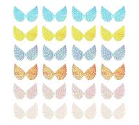 PATIKIL 24Pcs Angel Wings for Crafts, Small Glitter Multi-Colored Angel Wings Ornament Fabric Wings Sew on Patches for Backpacks Dress DIY Crafts (3.4 Inch)