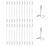 PATIKIL 24Pcs Double Alligator Clip, Long Tail Aluminum Wire Metal Alligator Clips Bendable Double Sided Clamp Sticky Notes Clamps for DIY Card Photo Sticky Note Display, Silver