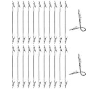 PATIKIL 24Pcs Double Alligator Clip, Long Tail Threaded Metal Alligator Clips Bendable Double Sided Clamp Sticky Notes Clamps for DIY Card Photo Sticky Note Display, Silver