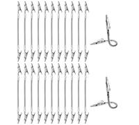 PATIKIL 24Pcs Double Alligator Clip, Long Tail Threaded Metal Alligator Clips Bendable Double Sided Clamp Sticky Notes Clamps for DIY Card Photo Sticky Notes Display, Silver