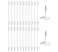 PATIKIL 24Pcs Double Alligator Clips, Long Tail Aluminum Wire Metal Alligator Clips Bendable Double Sided Clamp Sticky Notes Clamps for DIY Card Photo Sticky Notes Display, Silver