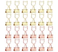 PATIKIL 24Pcs Small Binder Clips, Cat Shape Cute Binder Clips Paper Clamps Bulk Plating for Paper Bookmarks Planner Notes Letter Journals Office Supplies Bags Crafts, Rose Gold and Gold