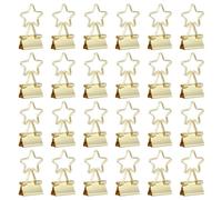 PATIKIL 24Pcs Small Binder Clips, Star Shape Cute Binder Clips Paper Clamps Bulk Plating for Paper Bookmarks Planner Notes Letter Journals Office Supplies Bags Crafts, Gold