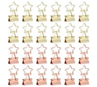 PATIKIL 24Pcs Small Binder Clips, Star Shape Cute Binder Clips Paper Clamps Bulk Plating for Paper Bookmarks Planner Notes Letter Journals Office Supplies Bags Crafts, Rose Gold and Gold