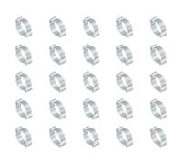 PATIKIL 25 Pack 14-17mm Double Ear Hose Clamp, Galvanized Steel O Clip Crimp Rings for Fuel Petrol Pipe Tube Fitting Connections, Silver Tone