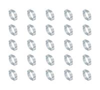 PATIKIL 25 Pack 17-20mm Double Ear Hose Clamp, Galvanized Steel O Clip Crimp Rings for Fuel Petrol Pipe Tube Fitting Connections, Silver Tone