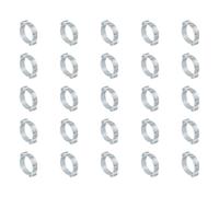 PATIKIL 25 Pack 23-27mm Double Ear Hose Clamp, Galvanized Steel O Clip Crimp Rings for Fuel Petrol Pipe Tube Fitting Connections, Silver Tone