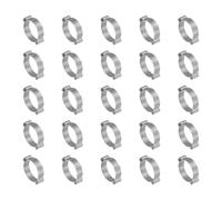 PATIKIL 25 Pack 25-28mm Double Ear Hose Clamp, 304 Stainless Steel O Clip Crimp Rings for Fuel Petrol Pipe Tube Fitting Connections, Silver Tone