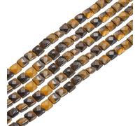 PATIKIL 25 Pack Natural Stone Beads, 8mm Faceted Square Agate Beads Bulk Natural Yellow Tiger Eye Stones, for DIY Jewelry Making Necklace Bracelet Accessories, 1 Strands, Yellow Black