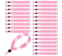 PATIKIL 25 Pcs Disposable Event Wristbands, 6.7 Inch Colored Wrist Bands Cloth Wristbands Events Bracelets for Event Party Club Entrance Concert Camp, Light Pink