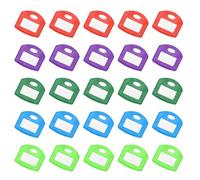 PATIKIL 25 Pcs Key Cap Covers, Silicone Rubber Square Colored Key Ring Identifiers Color Coded Label Tag Caps Markers Sleeve Protector for House Office, 5 Dark Colors