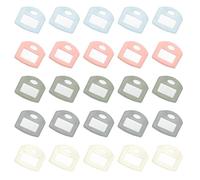 PATIKIL 25 Pcs Key Cap Covers, Silicone Rubber Square Colored Key Ring Identifiers Color Coded Label Tag Caps Markers Sleeve Protector for House Office, 5 Morandi Colors