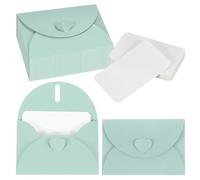 PATIKIL 25 Set Mini Envelopes with Heart Clasp, 4.1x3 Blank Note Cards with Envelopes for Gift Wedding Invitation Graduation Holiday Thanksgiving Day Christmas, Light Blue
