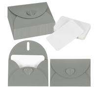 PATIKIL 25 Set Mini Envelopes with Heart Clasp, 4.1x3 Blank Note Cards with Envelopes for Gift Wedding Invitation Graduation Holiday Thanksgiving Day Christmas, Silver