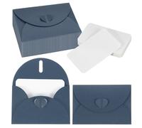 PATIKIL 25 Set Mini Envelopes with Heart Clasp, 4.1x3 Blank Note Cards with Envelopes for Gift Wedding Invitation Graduation Holiday Thanksgiving Day Christmas, Dark Blue