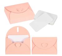 PATIKIL 25 Set Mini Envelopes with Heart Clasp, 4.1x3 Blank Note Cards with Envelopes for Gift Wedding Invitation Graduation Holiday Thanksgiving Day Christmas, Pink