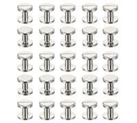 PATIKIL 25 Sets Chicago Screws, 8mm L Chicago Screw Slotted Binding Post Screw Bolts Rivets Brass Fasteners Connectors for Leather Belt Scrapbook Photo Albums, Silver Tone