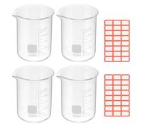 PATIKIL 250ml Glass Beaker, 4 Pack Measuring Glass Beaker Graduated Borosilicate Lab Cups Mug Low Form Heat Safe Transparent with Spout Label for Laboratory Science Kitchen Liquids