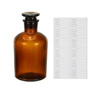 PATIKIL 250ml Glass Reagent Bottle, Narrow Mouth Reagent Media Storage Bottle with Ground Stopper for Lab Water Reagent Liquids Chemistry Science Vase Perfume, Brown(8.8 oz)