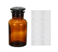 PATIKIL 250ml Glass Reagent Bottle, Wide Mouth Reagent Media Storage Bottle with Ground Stopper for Lab Water Reagent Liquids Chemistry Science Vase Perfume, Brown(8.8oz)