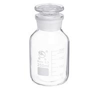 PATIKIL 250mL Reagent Media Bottle, 1Pcs Round 3.3 Borosilicate Glass Graduated Storage Bottle with Clear Cap for Chemistry Lab Universities Home, Clear
